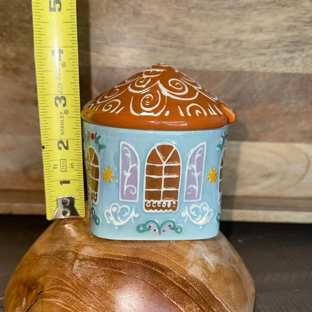 Anthropologie New Ceramic Gingerbread House Dish Jar Lid Holiday Decor see notes